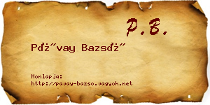 Pávay Bazsó névjegykártya
